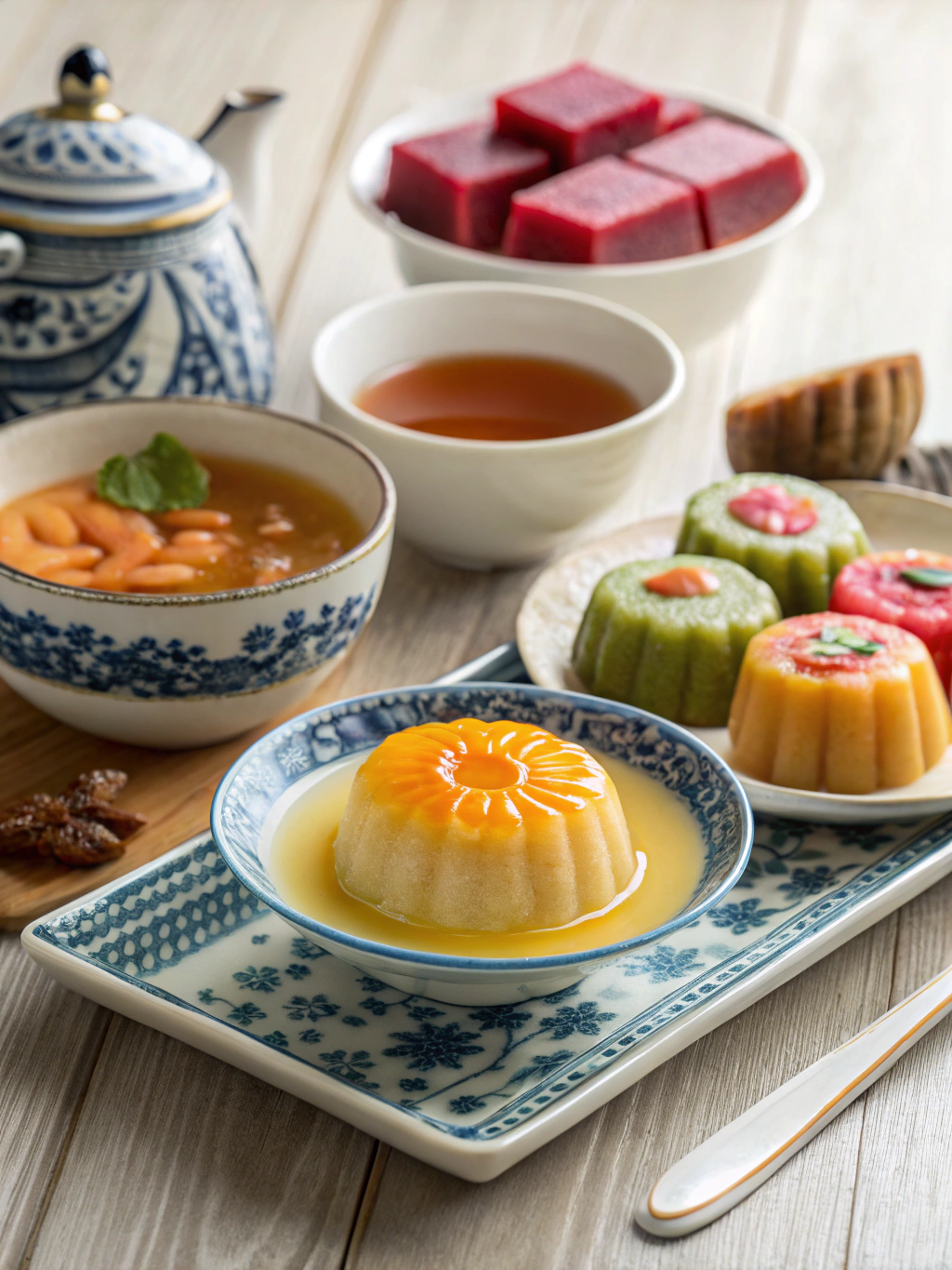 Dessert traditionnel vietnamien aux trois couleurs et coco.