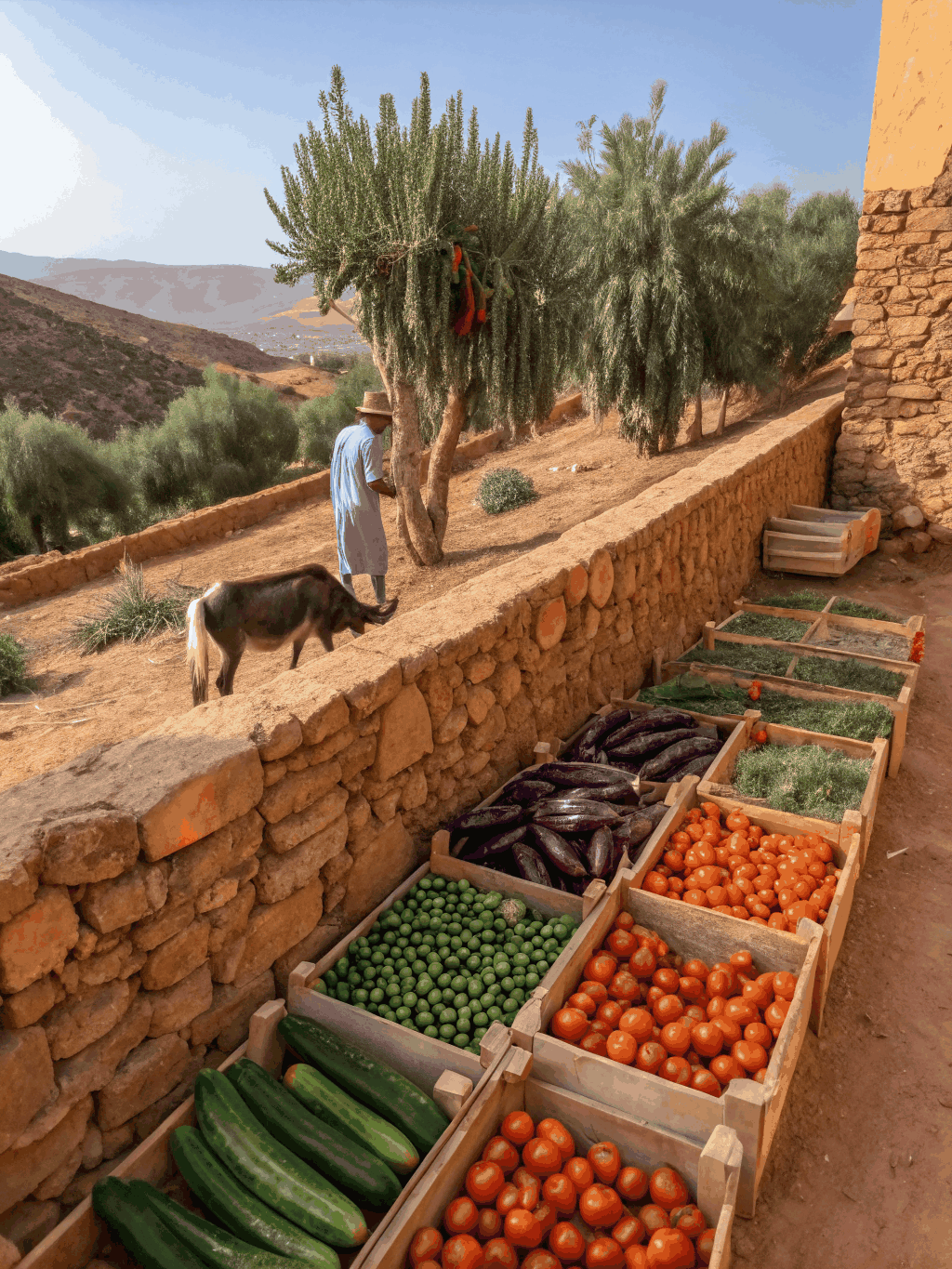 Légumes frais récoltés dans une ferme provençale ensoleillée