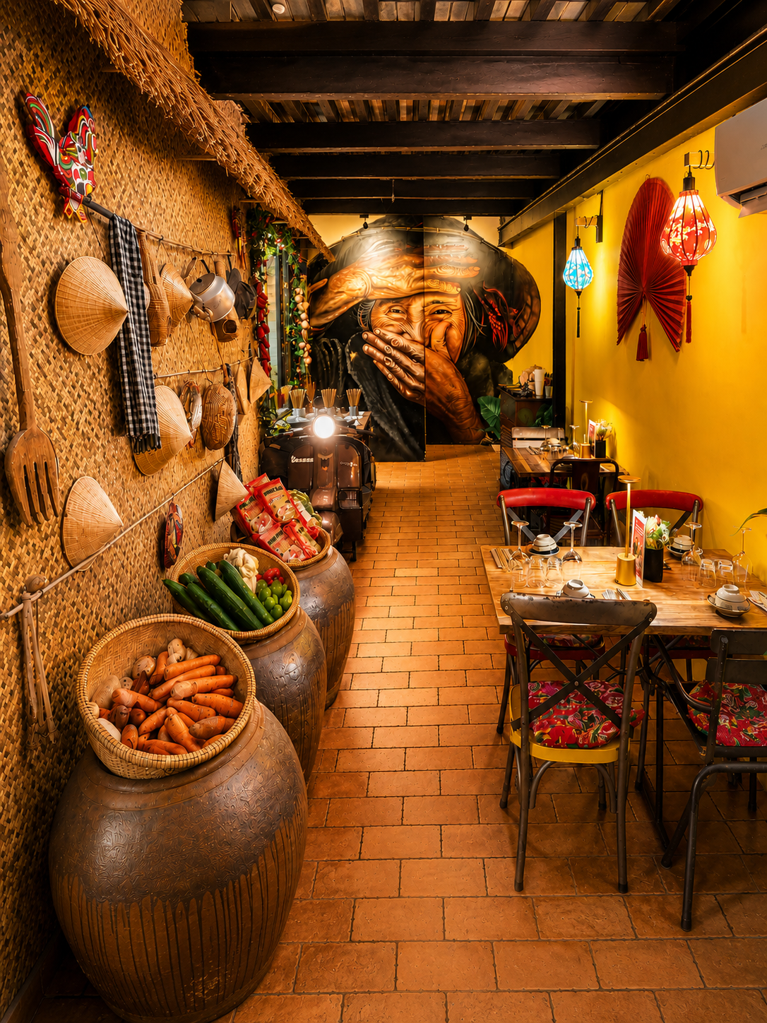 Graffiti Marseille 'Maman du Vietnam' devant le restaurant Cô Bây, hommage artistique à l'identité vietnamienne